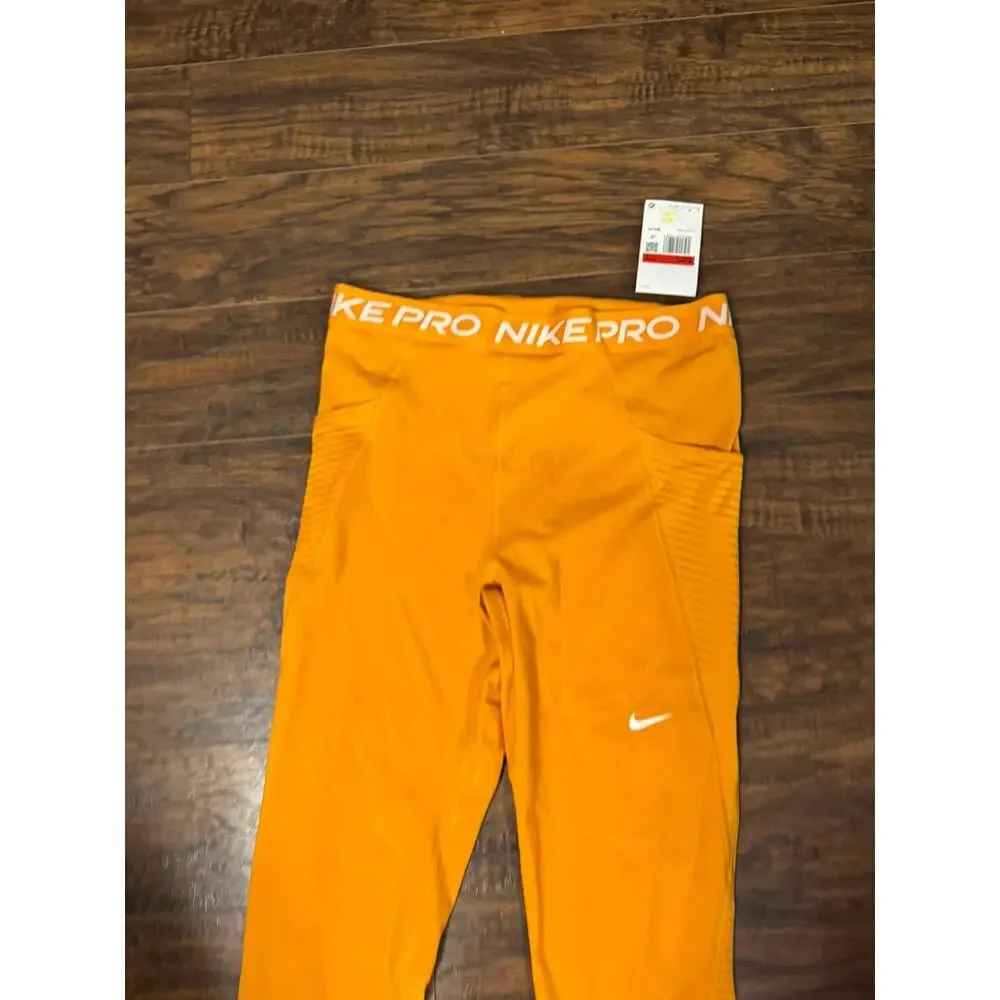 Nike Pro Women's Leggings Size L Light Curry High Waist Full Length Training